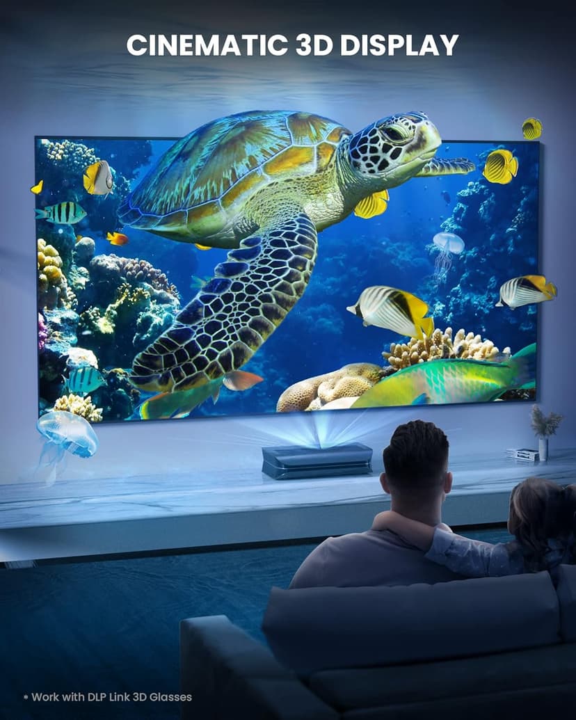 AWOL VISION LTV-2500 4K UHD Ultra Short Throw Triple Laser Projector with Dolby Vision & Atmos, Active 3D, 150", HDR10+, UST Laser TV Projector (Fire TV Stick 4K Max included)