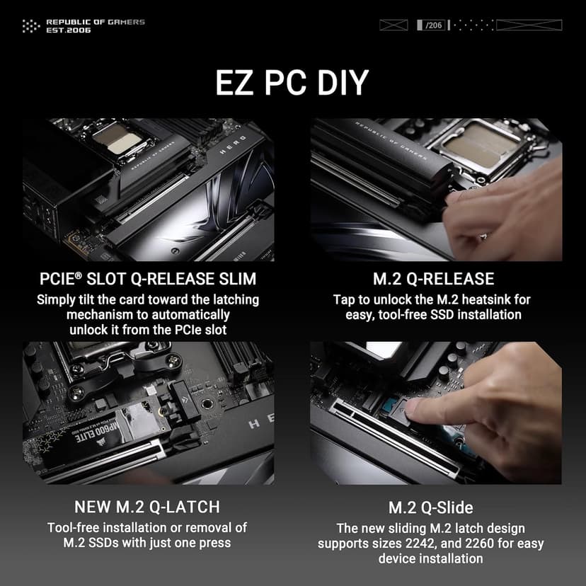 ASUS ROG Crosshair X870E Hero AMD X870E AM5 ATX Motherboard, Advanced AI PC Ready, 18+2+2 Power Stages, DDR5, PCIe® 5.0, 5X M.2, Wi-Fi 7, USB4®, AI Overclocking, Core Flex, PCIe Slot Q-Release Slim