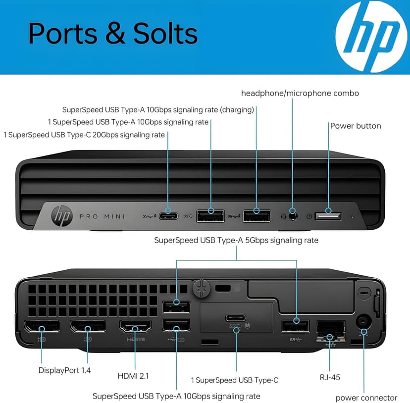 HP Pro Mini 400 G9 Business Mini Desktop Computer, Intel 6-Core i5-12500T (Beat i7-11700T), 16GB DDR4 RAM, 512GB PCIe SSD, WiFi 6, Bluetooth, 2 Type-C, HDMI, 2 DisplayPort, Windows 11 Pro, Vent-Hear