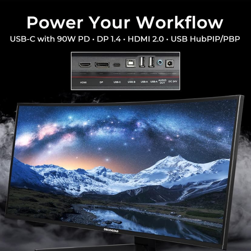 Deco Gear 40 Curved Ultrawide Nano IPS Monitor, 5120x2160 5K2K, 21:9, HDR10, AdaptiveSync, 100% sRGB, HDMI 2.0, DP, USB-C