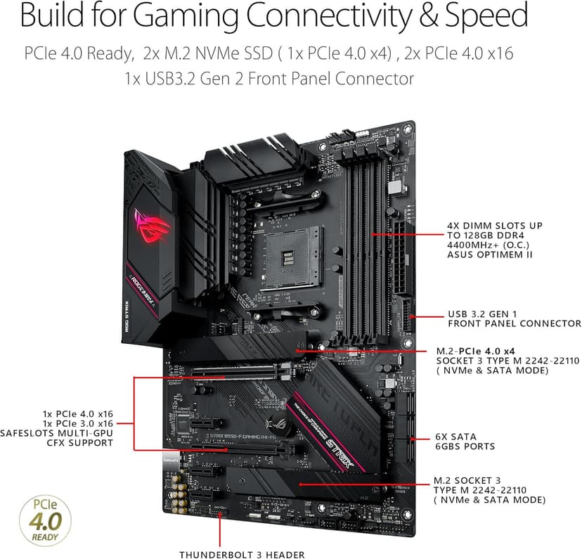 Asus ROG Strix B550-F Gaming WiFi II AMD AM4 (3rd Gen Ryzen) ATX Motherboard (PCIe 4.0,WiFi 6E, 2.5Gb LAN, BIOS Flashback, HDMI 2.1, Addressable Gen 2 RGB Header and Aura Sync)