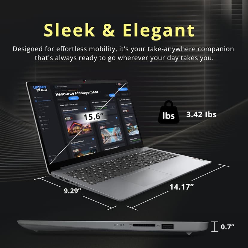 Lenovo Ideapad 1 15.6" HD Anti-Glare Laptop, Intel Celeron N4500, 12GB RAM, 416GB Storage(256GB SSD+160GB Docking Station Set), Intel UHD Graphics, Num Pad, Webcam, Win 11s, Grey