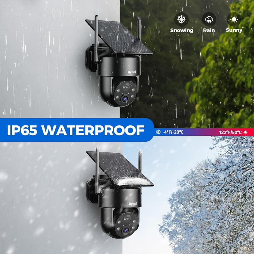 Solar Security Cameras Wireless Outdoor, 2K 360° View Cameras for Home Security, Color Night Vision, AI & PIR Motion Detection, 2-Way Audio, Spotlight Siren Alarm, IP65, SD/Cloud Storage