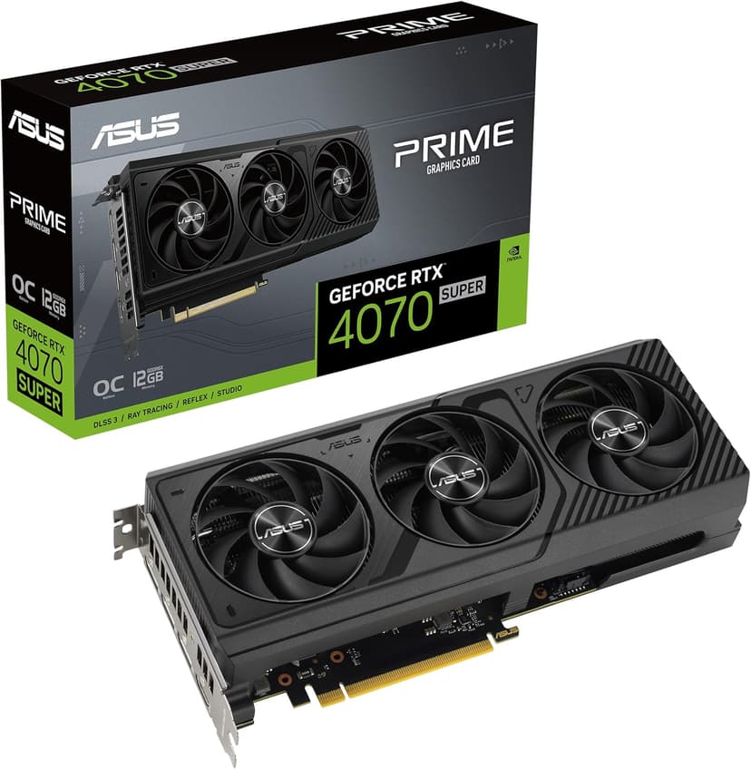 ASUS The SFF-Ready Prime GeForce RTX 4070 Super OC Edition 12GB GDDR6X Graphics Card (PCIe® 4.0, 12GB GDDR6X, DLSS 3, HDMI 2.1a, DisplayPort™ 1.4a)