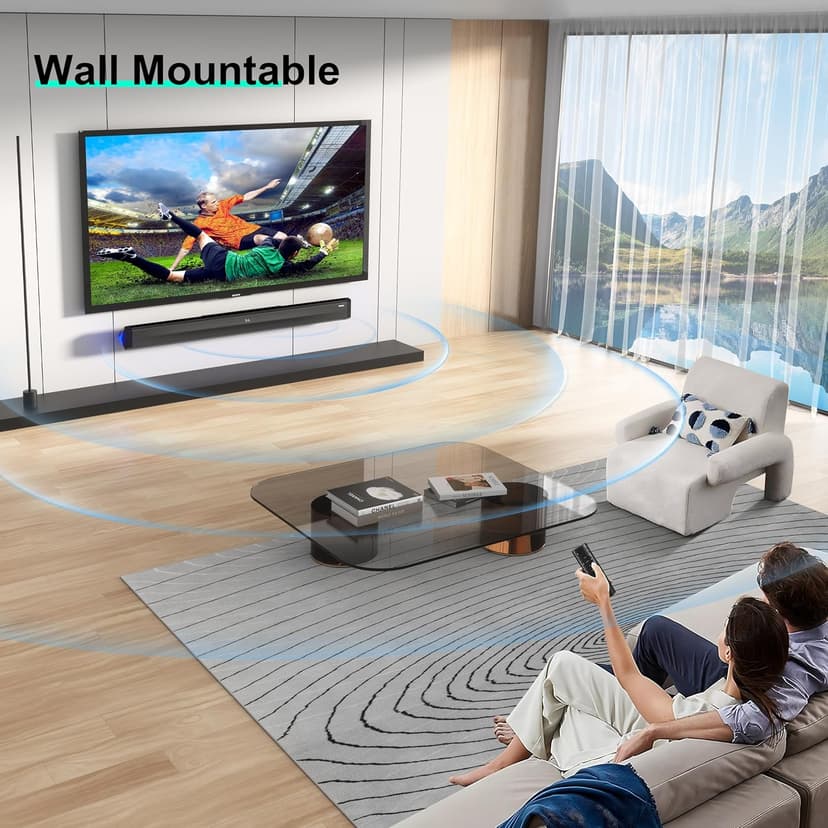 Passau Sound Bar 35 Inch Soundbar for Smart TV Speaker with LED Display, Bluetooth 5.3, Opt/USB/AUX Connectivity, 3 DSP Mode 60W Soundbar for Home Theater Audio PC Gaming Projector -35 Inch