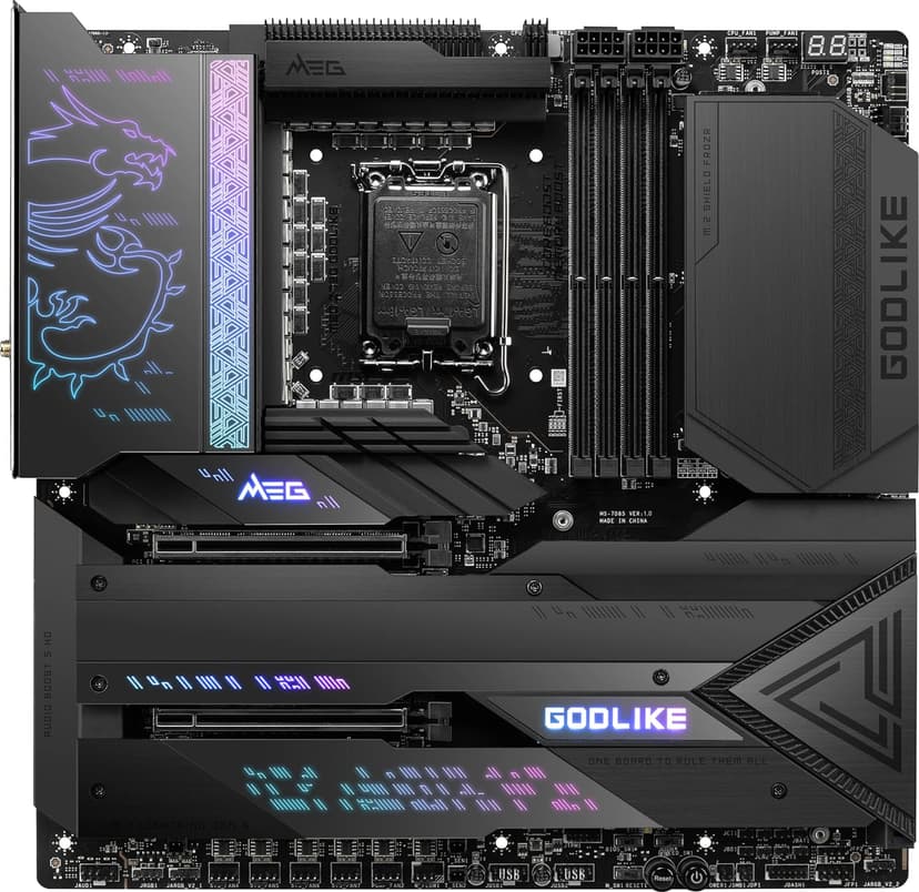 MSI MEG Z790 GODLIKE Gaming Motherboard (Supports 12th/13th/ 14th Gen Intel Processors, LGA 1700, DDR5, PCIe 5.0, M.2, 10Gbps LAN, USB 3.2 Gen2, Wi-Fi 6E, Bluetooth 5.3, Thunderbolt, E-ATX)